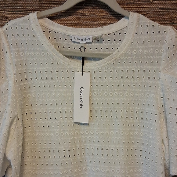 NEW Calvin Klein Women's White Eyelet Blouse - Picture 1 of 8